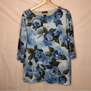 Style & Co Plus Size Blue Floral Blouse 1X
